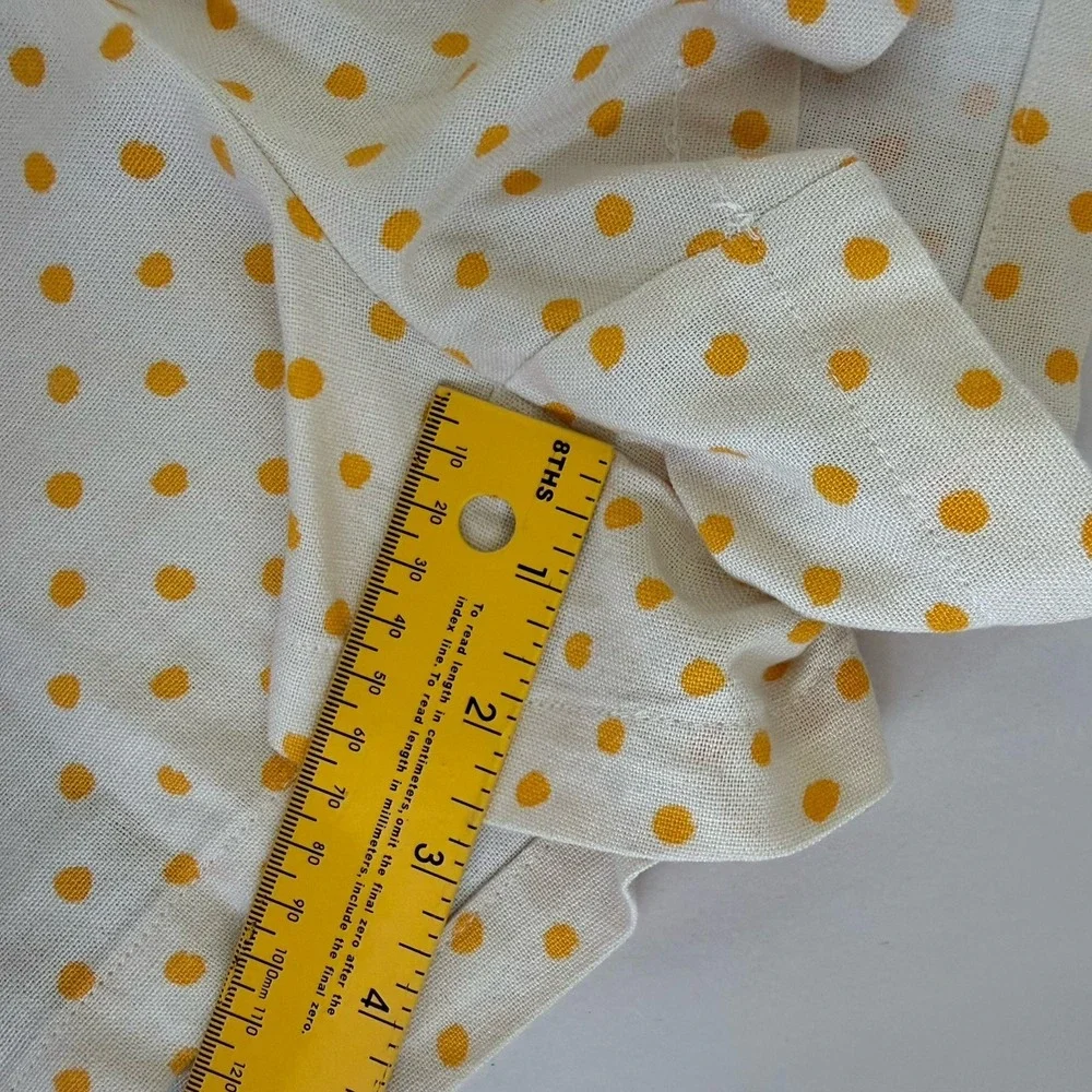 Vero Moda Linen Blend Shorts SMALL Cream Yellow Micro Polka Dot Pocket Pull On - Picture 8 of 9